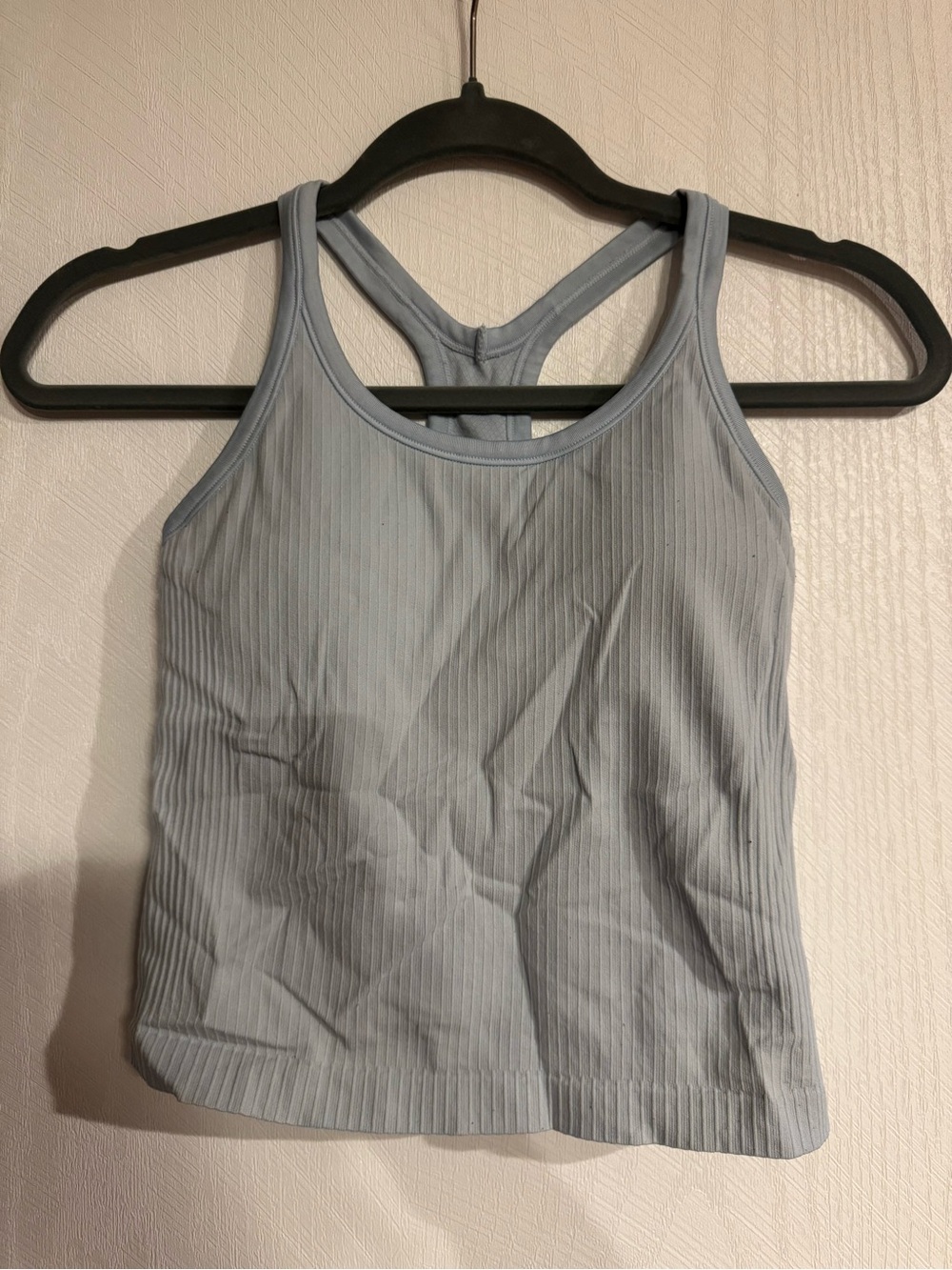 Ribbed Racerback Tank Top in Light Blue